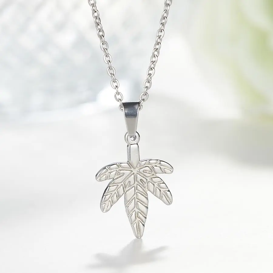

ZFVB Fashion Tree Leaves Necklace Women Jewelry Stainless Steel Plant Pendant Necklaces Dropshipping Collar Gift