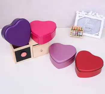 

Wholesale 100 Pieces Heart Shape Mint Tin 7 Color Metal Chocolate Gift Candy Box for Wedding Party Supplies Free Shipping SN1061