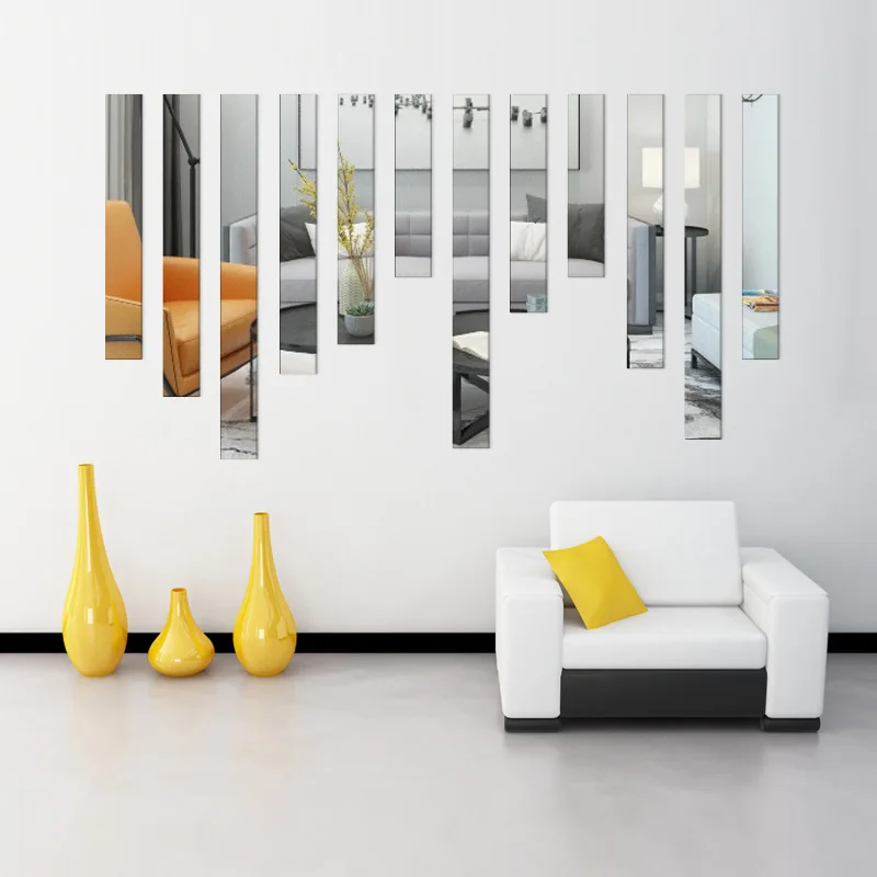 

Self-adhesive strip acrylic mirror wall sticker Living room porch waistline 3d TV background wall decoration board customize