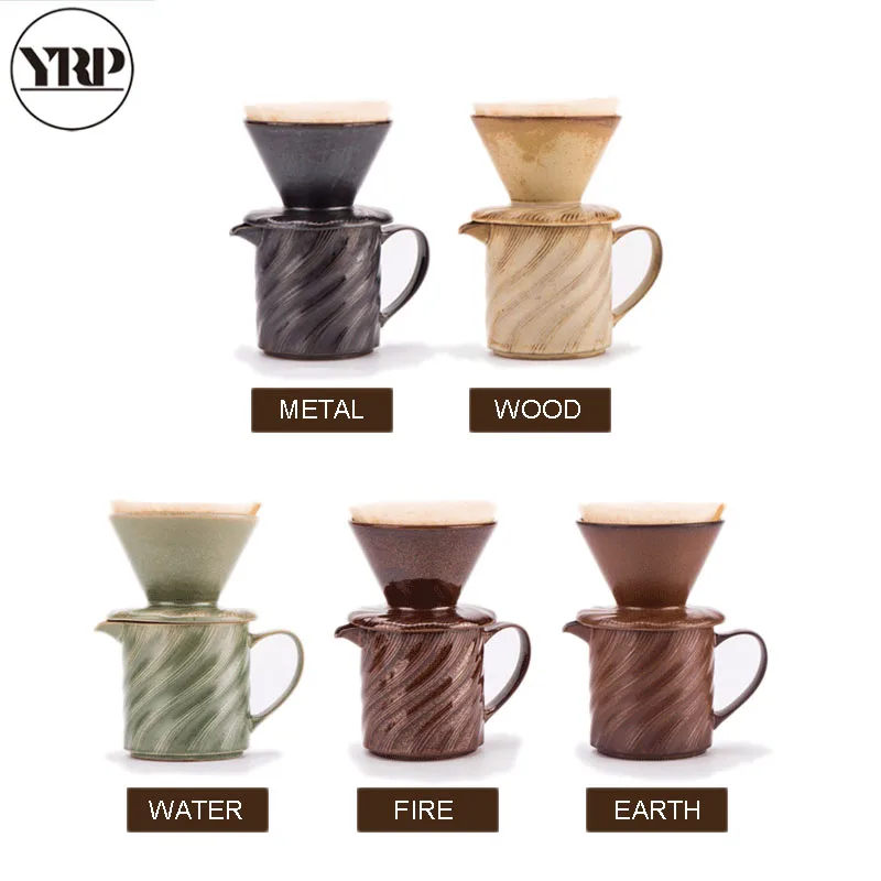 

YRP 300ml V60 Novelty 5 Colors Coffee Value Bundle Ceramic Coffee Dripper Heat Resistant Coffee Pots Funnel Filters Jarra Cafe