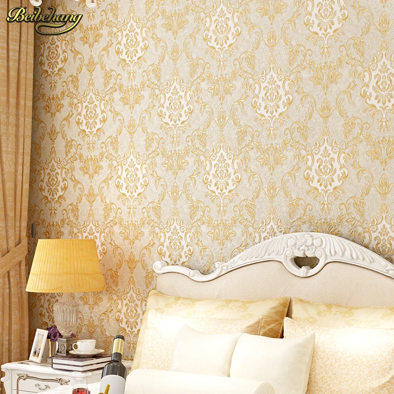 papel de parede Retro European wallpaper 3d deep embossed pvc wallpaper bedroom full of living room TV background wall paper