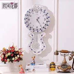 Большой Европейский пастырской гостиной настенные часы с маятником часы античный ретро модные часы кварцевые часы