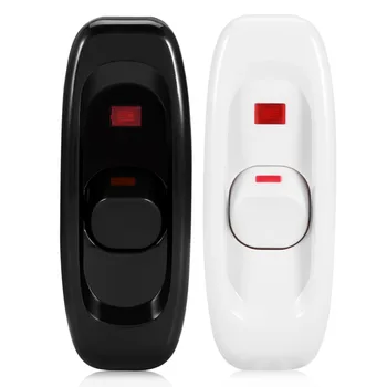 

5 Pcs AC 250V 10A Plastic Black White Optional Inline ON/OFF Table Desk Lamp Cord Cable Switch with LED Indicator Light