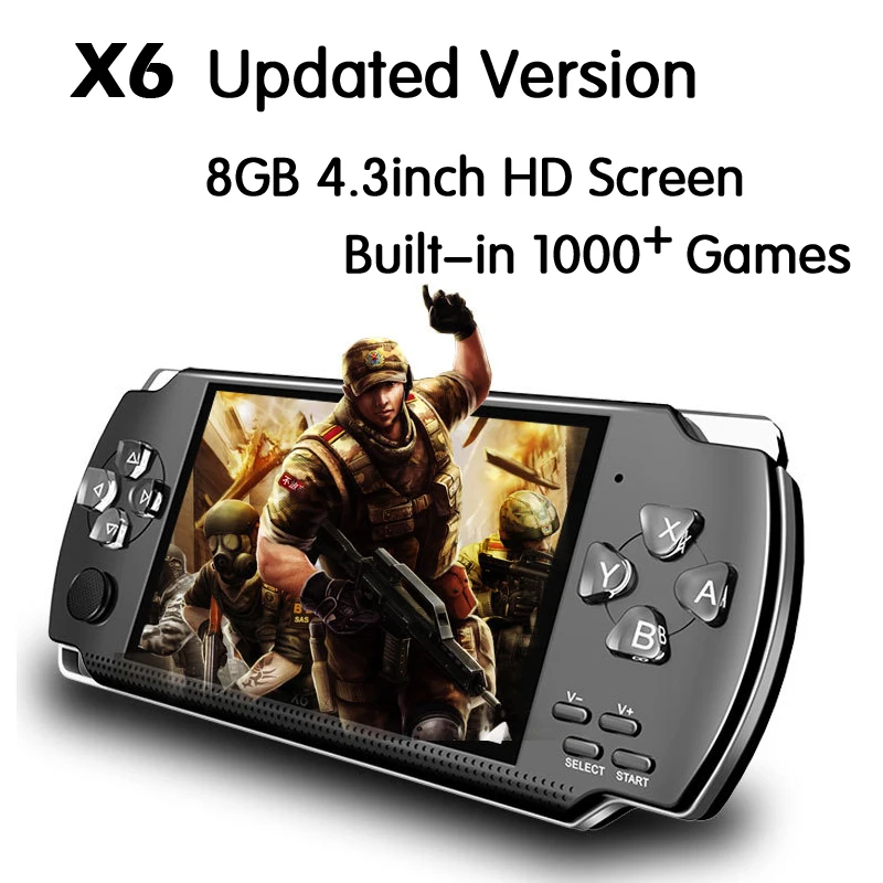 Реальные 8 Гб HD 4,3 дюймов встроенные Классические Игры Портативный игровой плеер MP3 MP4 MP5 видеокамера мини Портативная портативная игровая консоль X6