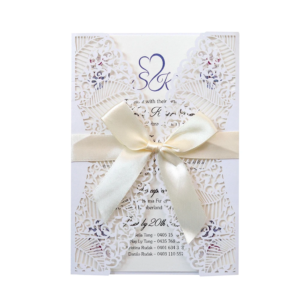  Luxurious 10Pcs Hollow Laser Cut Wedding Invitations Card Elegant Engagement Wedding Fashion Greeti - 33044503130