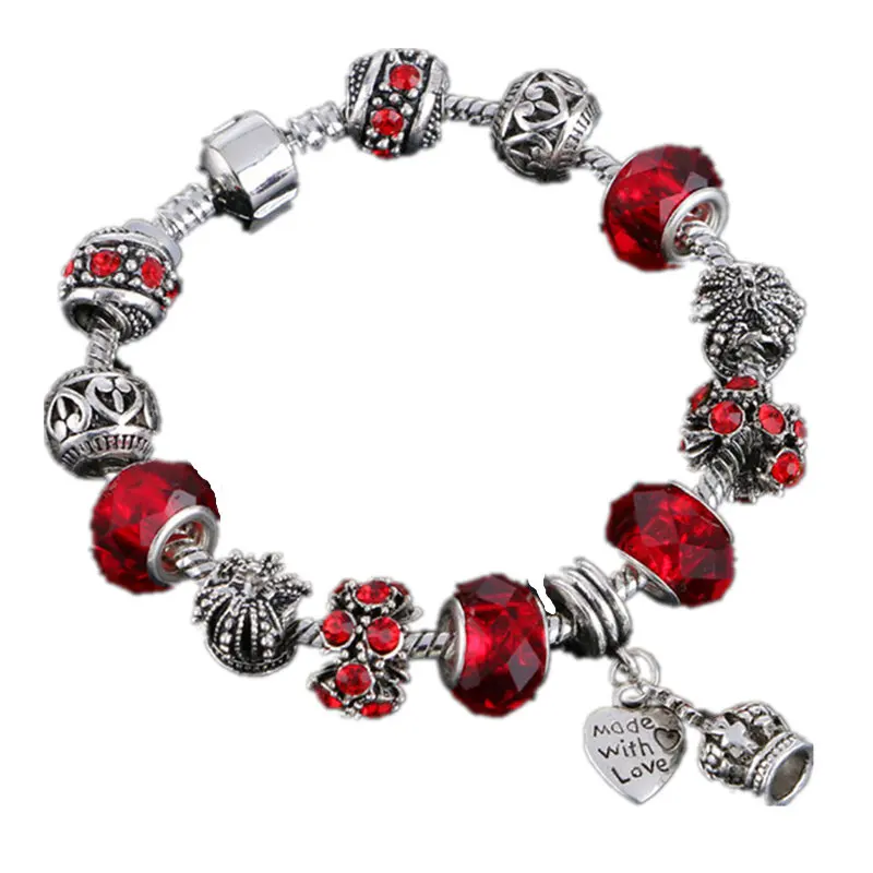 2016 Hot Charm bracelets and charm bracelets 925 Crown Pendant Crystal Ball Friendship Bracelet Lady Fashion Bracelet