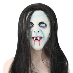 Ужас маска с парик реалистичные дышащая Grudge Садако призрак латекс маска для маскарада Хэллоуин вечерние розыгрыши