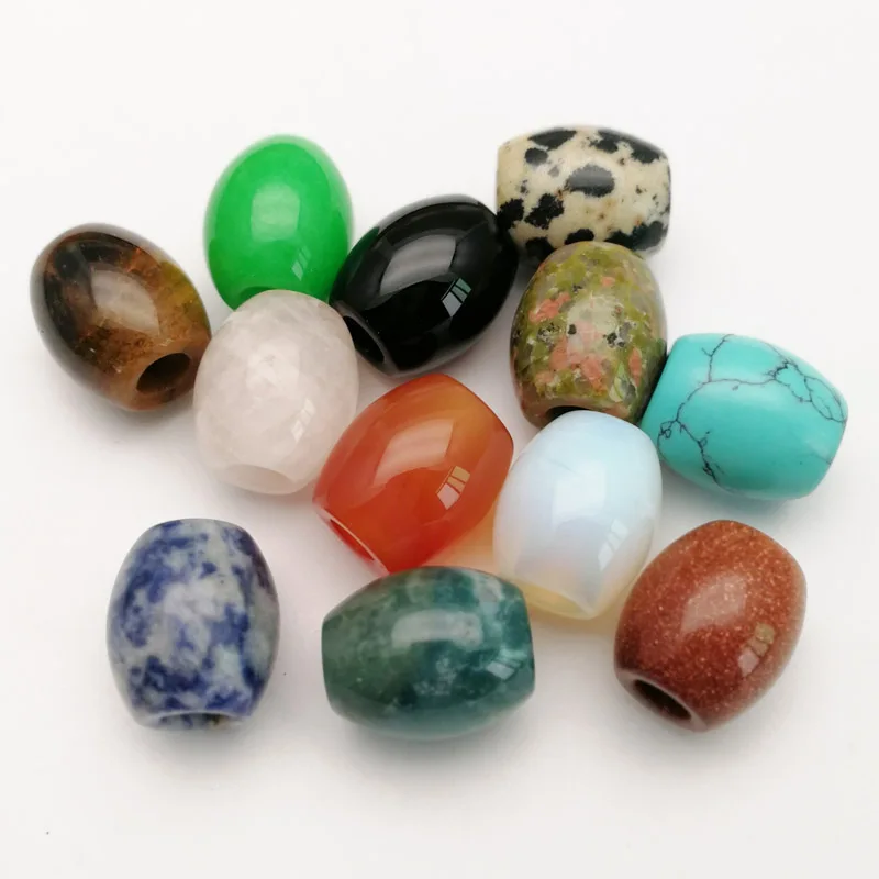 

Fashion natural mixed stone big hole beads charm 16x18MM for Jewelry making 12pc DIY bracelet necklace accessories Free shipping