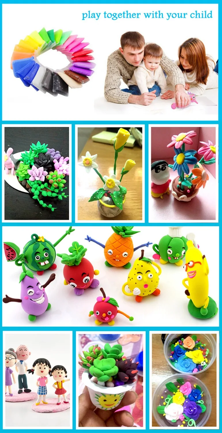 24/36 Colors With Tools Air Drying Super Light Plastic Clay Colorful Plasticine Polymer Educational Soft Modeling Clay Toy Gift