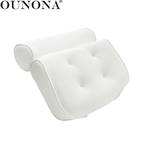Travesseiro com Seis Ounona Malha Banho Travesseiro Antiderrapante Banheira Macio Pescoço Almofada Ventosas 3d Spa
