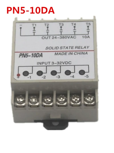 

rail mounting PN5-10DA 5 Channel SSR quintuplicate five input 3~32VDC output 24~380VAC single phase DC solid state relay