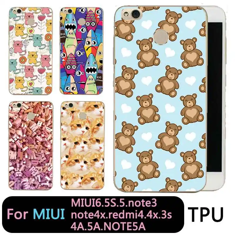 QMSWEI Clear Phone Case For Mi 6 5 5s note3 Redmi note4x 4x 3s 5a 4a note5a Strawberry Bear Printed Protective Soft Cover |