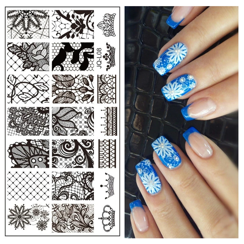 WUF 12x6 см из нержавеющей стали красивые кружевные изображения для дизайна ногтей DIY принтер для печати изображений маникюрные трафареты для штамповки ногтей пластины Шаблоны