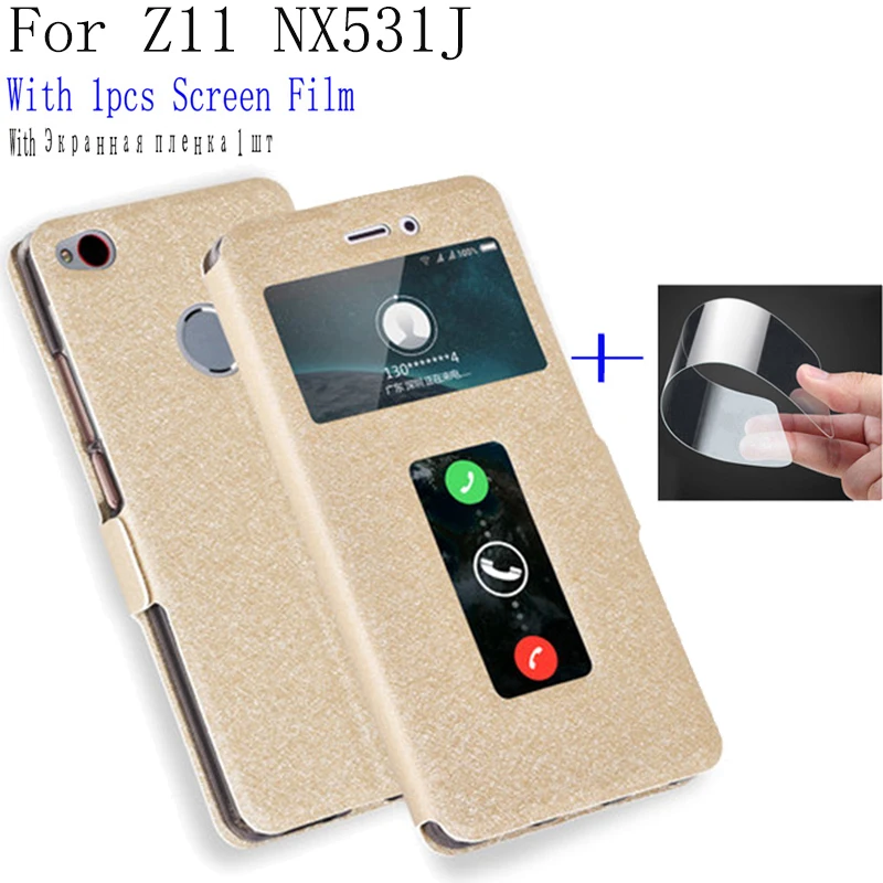 2pcs Smart View window PU leather case For ZTE Nubia Z11 cover shell NX531J phone cases Z 11 flip back | Мобильные телефоны и