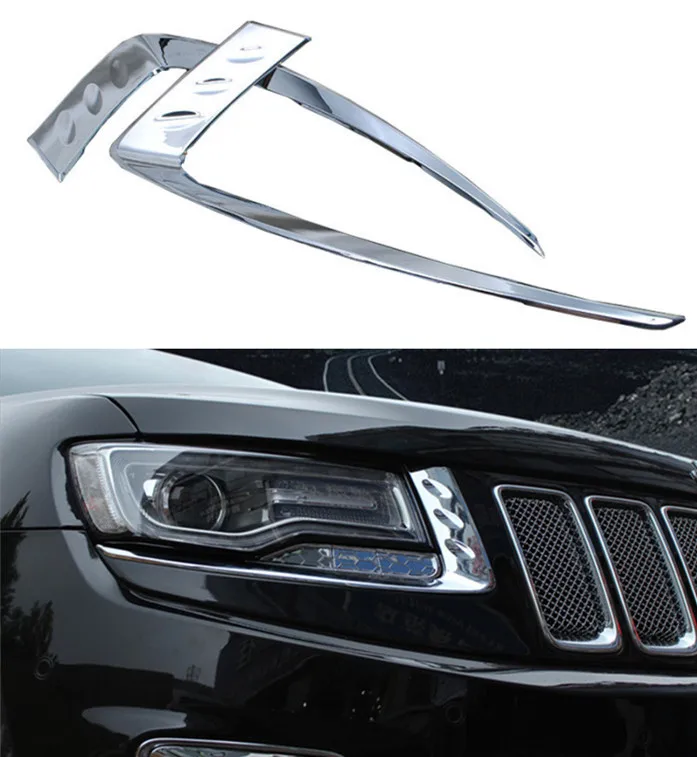 1 Pair ABS Chrome Front Bumper Headlight Cover Eyebrow Trims For 2014