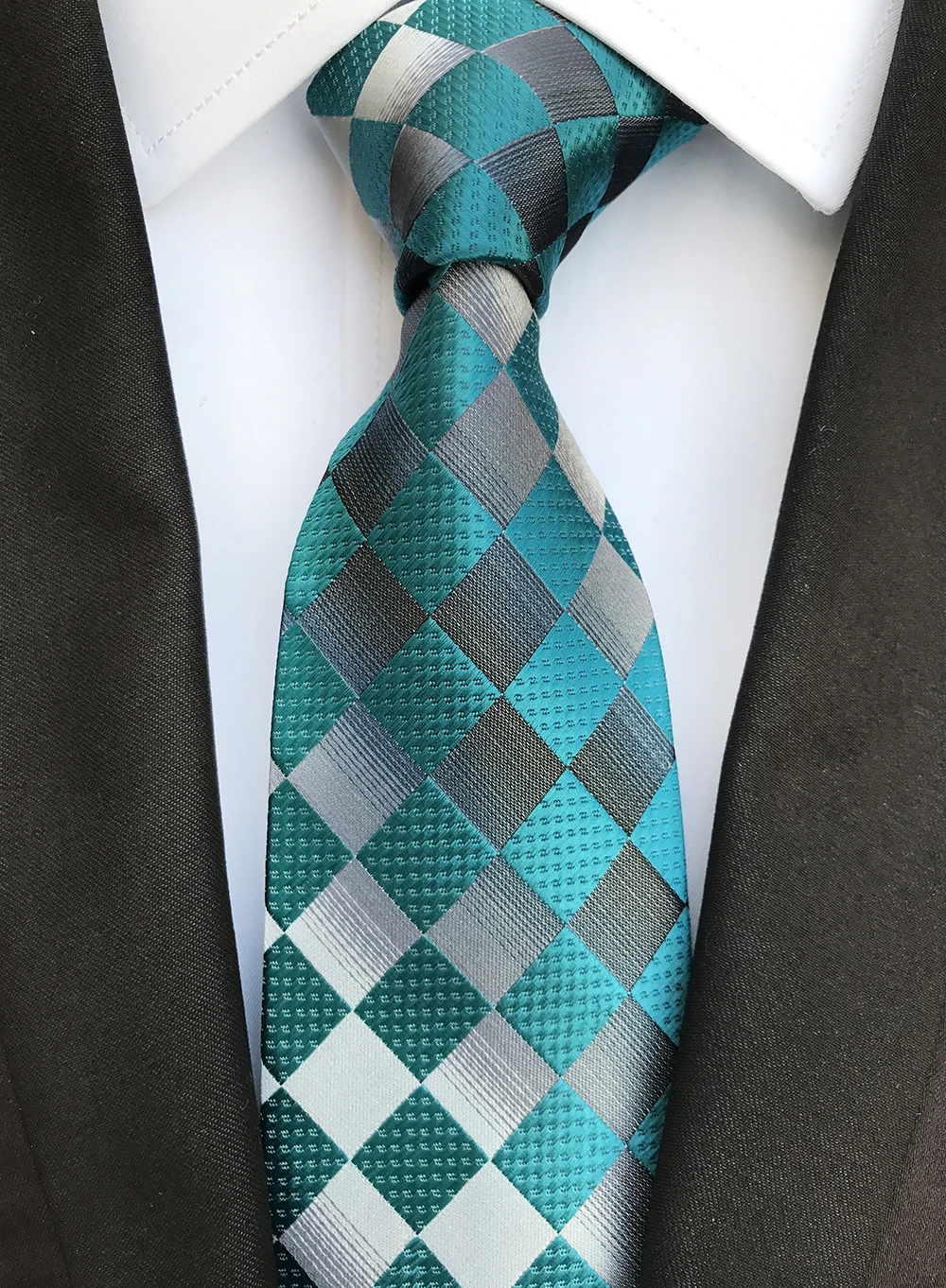 8cm Width Latest Fashion Diamond Plaids Tie Unique Shirt Suits Necktie