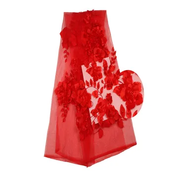

Attractive 3D beaded lace fabric Latest Nigerian Laces Fabric African 3D Flower Tulle Lace Fabric with beads HJ784-2