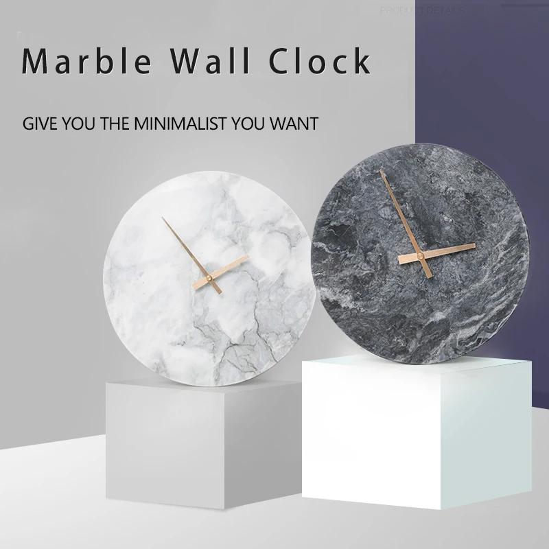 Cena Marmurowy zegar minimalistyczny nowoczesny Design zegary ścienne kuchnia sztuka osobowość Nordic ścienny dekoracyjny zegar do domu akcesoria