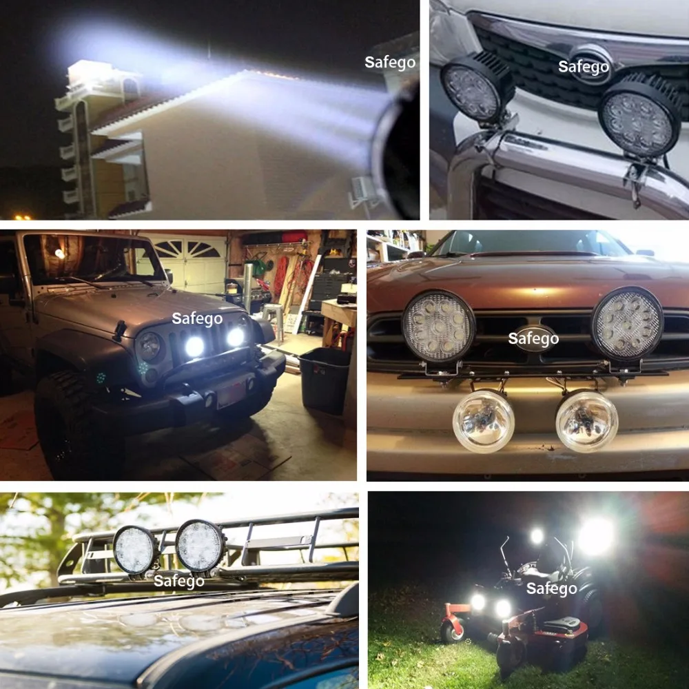 Safego 4 шт. 27 Вт светодиодный рабочий свет Прожектор точечный луч авто светодиодные рабочие огни 12 Вольт 24 в светодиодный рабочий свет лампы внедорожный 4x4 ATV автомобильные грузовики