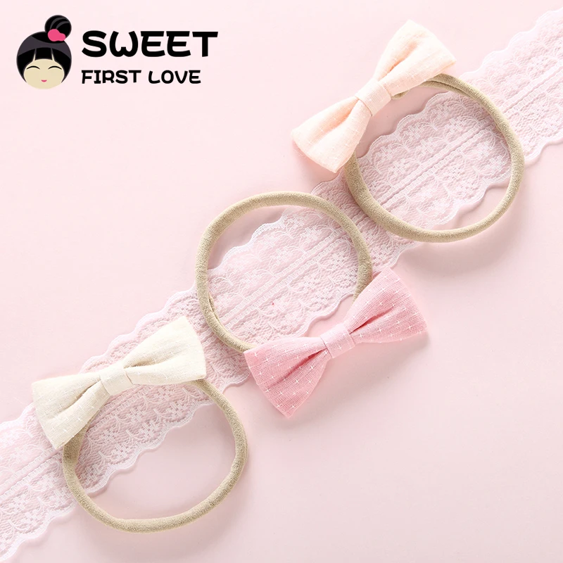 Однотонные эластичные повязки для детей девочек нейлоновый бант повязка на