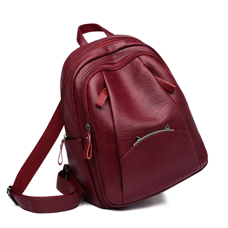 

New Women Backpack High Quality Leather Brand Female Shoulder Bag Lady Multifunction Backpack Hot School Bags For Girls