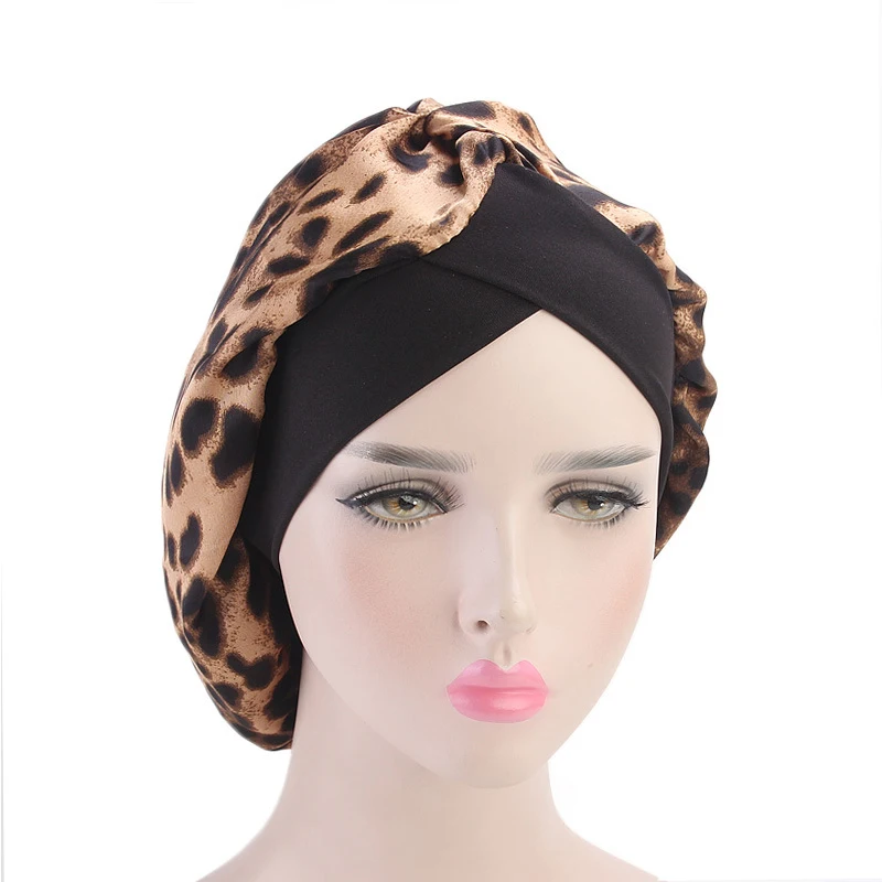 Удобная женская модная широкая лента, Атласная шапочка для волос, шапка для ночного сна, Женский тюрбан шапочка для химиотерапии, мусульманская шапка