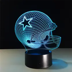 Dallas Cowboys шлем Lamparas 3D светодиодный светильник 7 цветов изменения Акриловые USB светодиодный настольная лампа Дети подарок творческих ночника