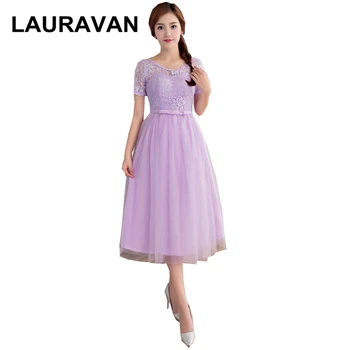 

2020 romantic short princess formal sexy sleeved tea length tulle fashion bridesmaid dress 2018 dresses ball gowns with lace top