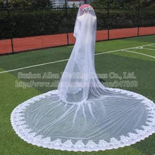 Новые длинные 400 см Длина 300 см Ширина роскошный кружево для свадебной вуали платье с вышивкой цвета слоновой кости свадебные вуали veu de noiva Longo com Renda свадебная фата