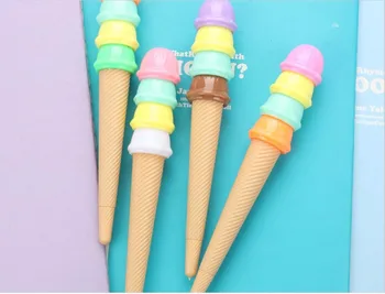 

fresh Ice cream gel ink pen cartoon stationery prize kawaii stydent pen office writing sign pen black neutral pen 48pc/lot