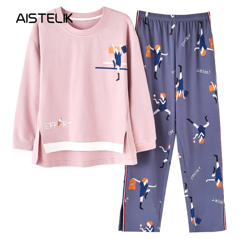 

The new autumn and winter ladies pajamas cotton casual cartoon youth gorgeous two-piece home service without static can be worn