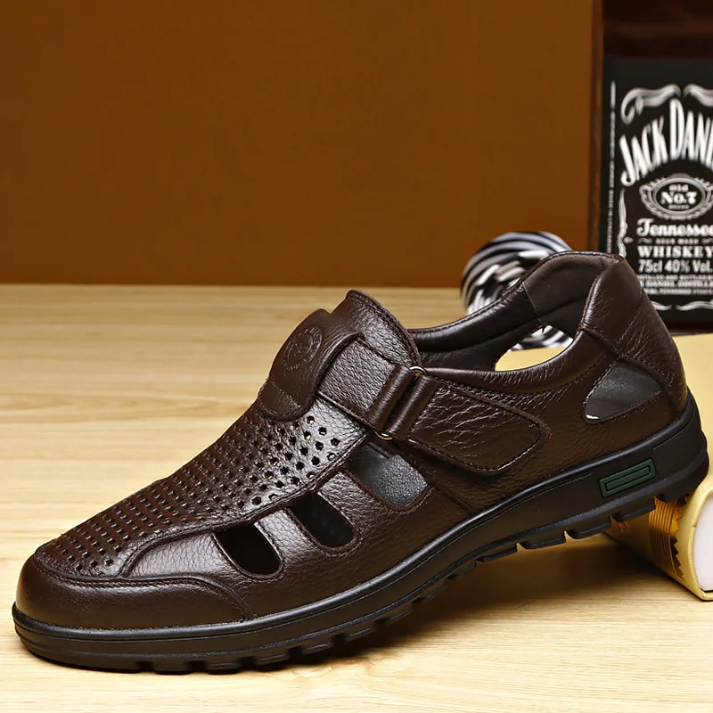 الرجال الصنادل جلد طبيعي الصيف السدادات الجوف تنفس هوك حلقة المشي الصنادل للرجال دافئ البني الأحذية الذكور ساندليس الرجال الصنادل جلد طبيعي الصيف السدادات الجوف تنفس هوك حلقة المشي الصنادل للرجال دافئ البني الأحذية الذكور ساندليس