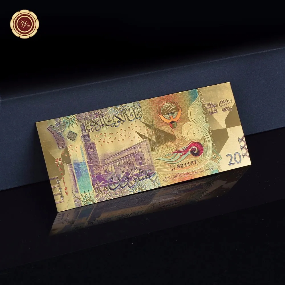 Хорошее качество красочные золотые банкноты Kuwait 20 Поддельные Банкноты набор Коллекция как бизнес подарки