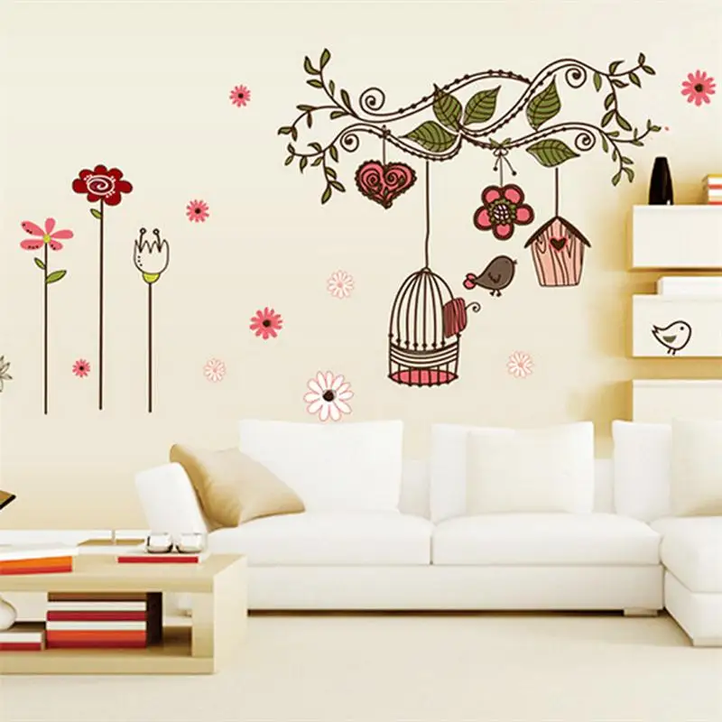 Petit Nid Doiseau Maison Arbre Branche Fleur Fille Chambre