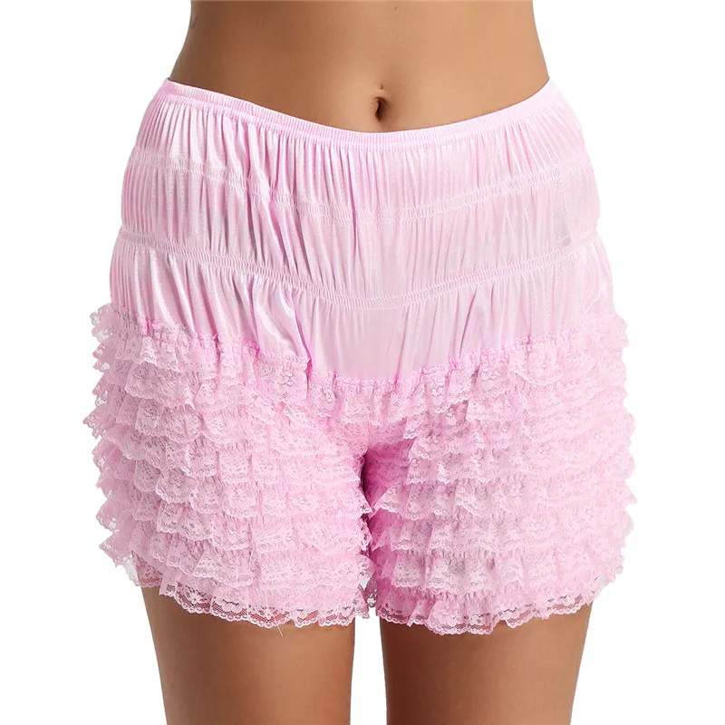 TiaoBug Women Lingerie Tiered Ruffle Lace Dance Performance Bloomers ...