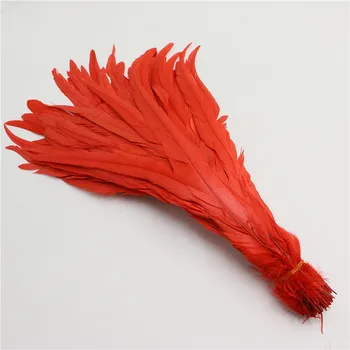 

35-40cm/14-16inch badger saddle rooster tail feathers red color conque chicken feather for party christmas wedding decoration