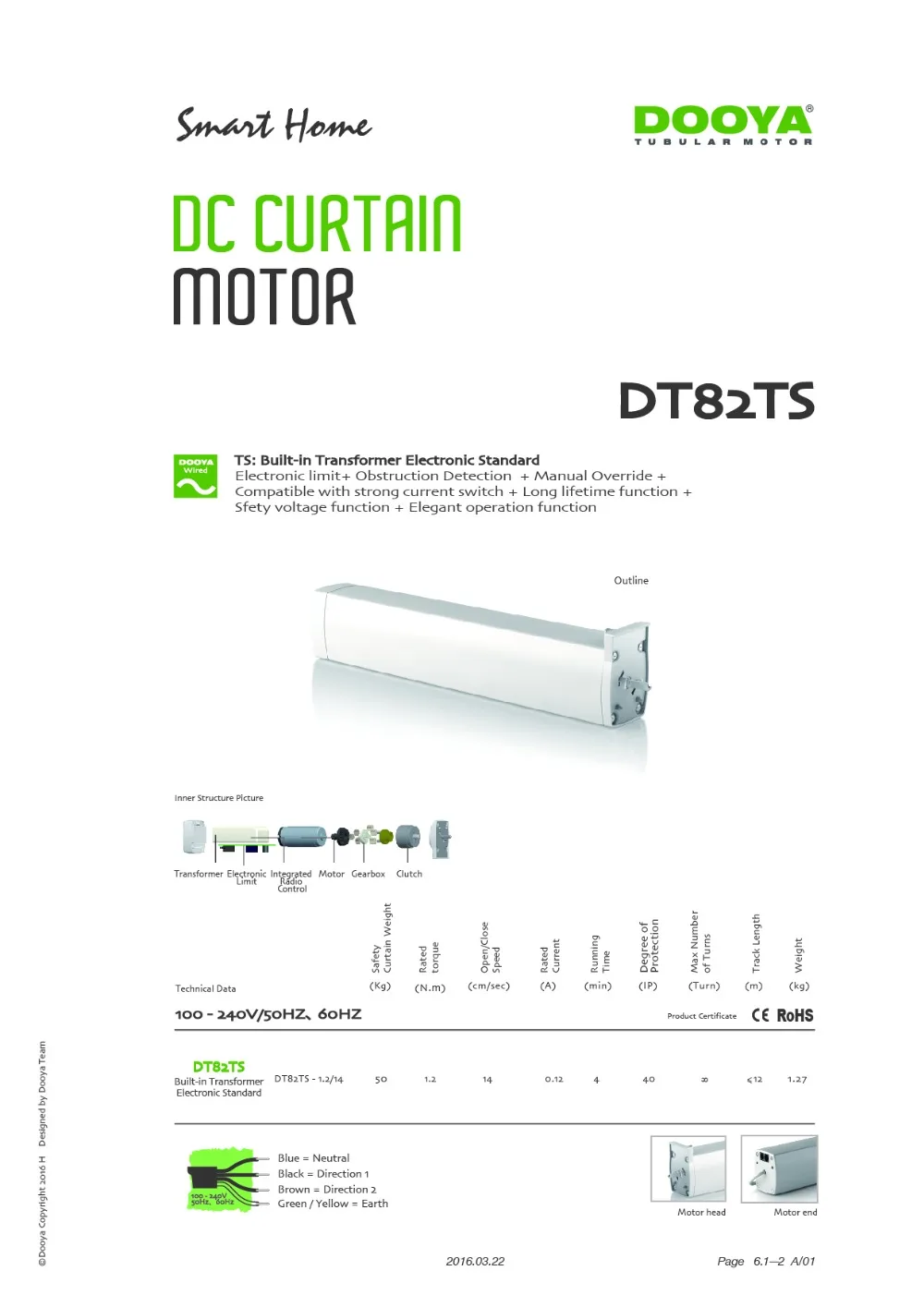 Dooya мотор для штор DT82TS DT82TV DT82TN емкость 50 кг встроенный Трансформатор управление