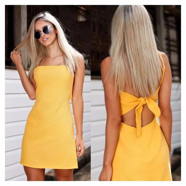 Spaghetti Strap Yellow Dress