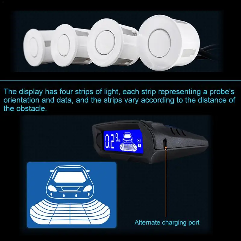 Солнечная энергия беспроводной ЖК-комплект автомобильных датчиков парковки Авто Реверсивный резервный радар-детектор система помощи с 4 датчиками s Прямая поставка - Название цвета: 2