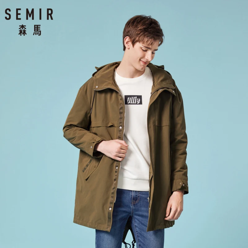 

SEMIR Men 2 in 1 Long Hooded Jacket with Detachable Padded Jacket Outdoor Jacket Windbreaker Drawstring at Waist Vent at Back