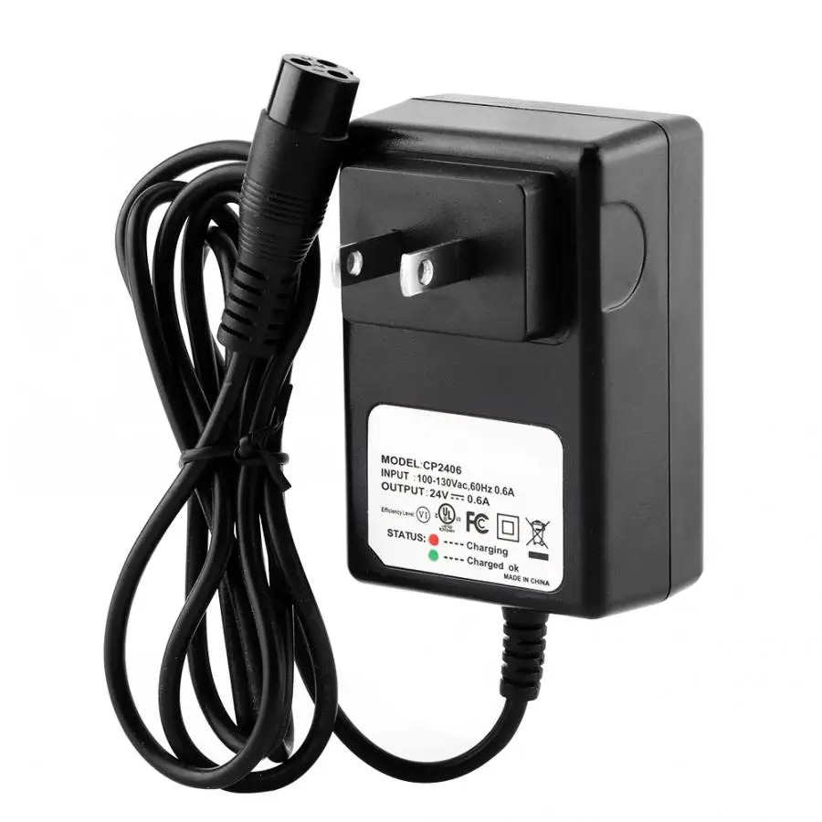 

Universal Scooter Charger 24V 0.6A 3-Prong Battery Scooter Charger For Razor E 100 E 125 E 500 S PR 200 US Plug 110 V-130 New
