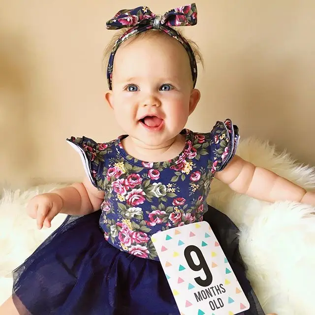 1-4Y Princess Girls Dress Baby Clothes Kids Dresses For Baby Girl Dress Summer Lace Floral Infant Girls Clothes With Headband (10)