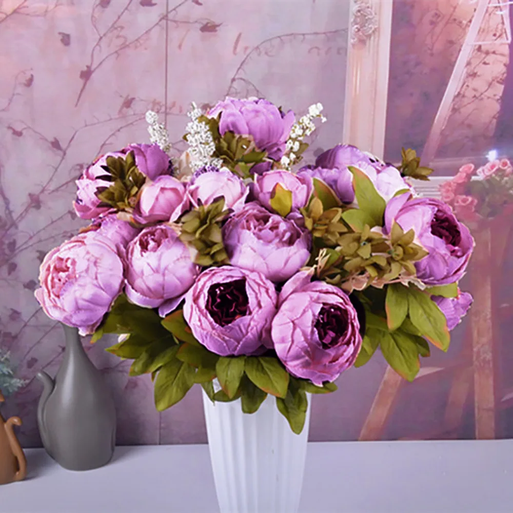 European Style Fake Artificial Peony Silk Decorative Party Flowers For Home Hotel Wedding Office Garden Decor Rose Flowers European Style Fake Artificial Peony Silk Decorative Party Flowers For Home Hotel Wedding Office Garden Decor Rose Flowers