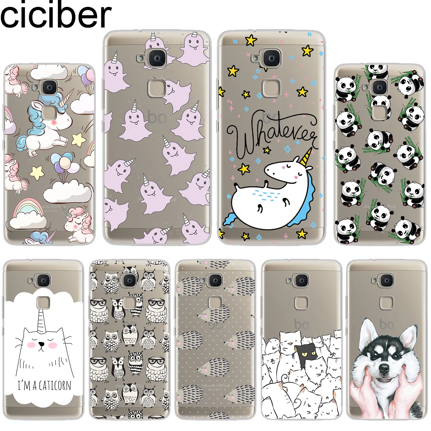 

ciciber For BQ Aquaris U2 C U X5 V VS X2 X Plus Lite Pro E5 s M5 M5.5 E4.5 M4.5 Soft Silicone TPU Phone Case Cute Unicorn Fundas