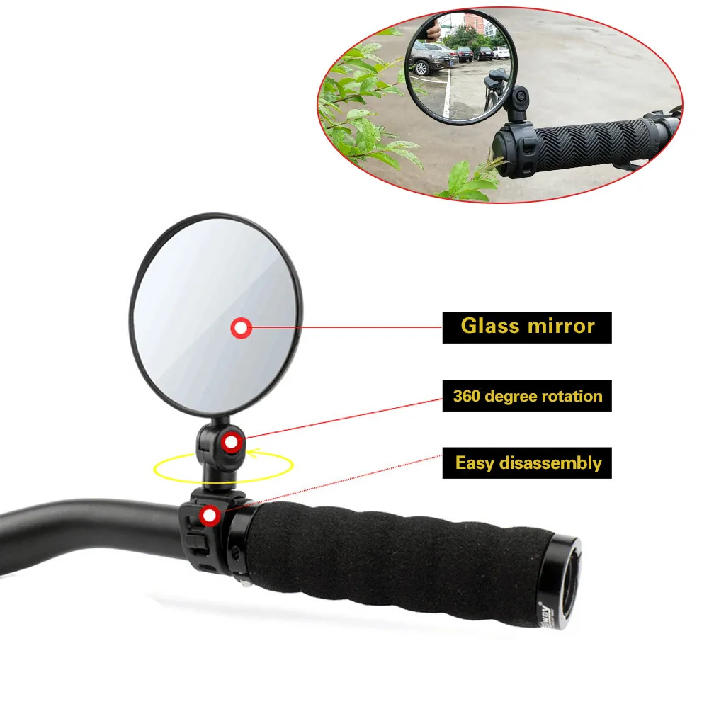 

High Qu 1 Pair Universal Bicycle Rear View Mirror Adjustable Cycling Handlebar Flexible Safety Rearview Mirrors Bike Accessories NCM99