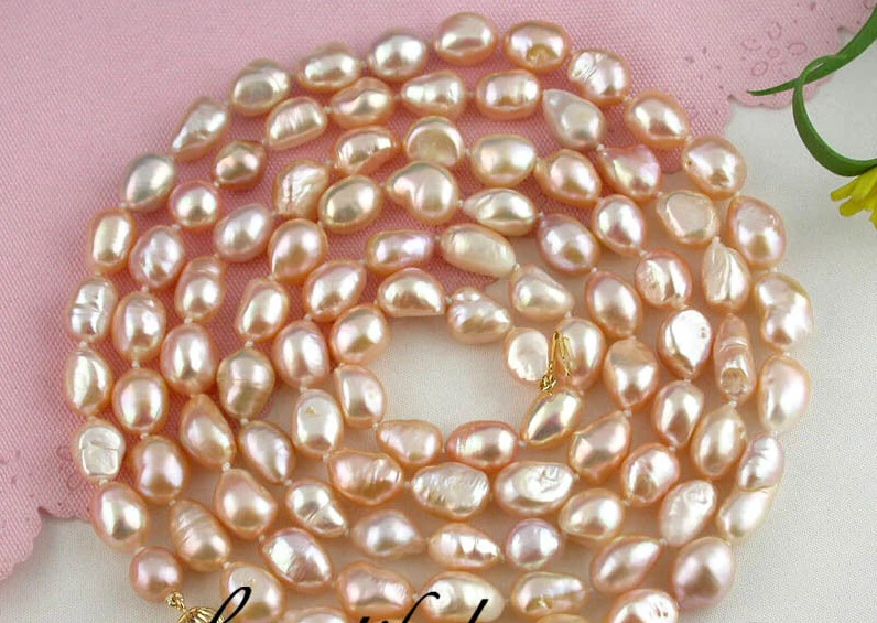 

FREE SHIPPING z1617 50" nature 12mm baroque pink fw pearl necklace (A0501)