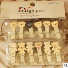 12 шт./пакет милый цвет древесины медведь фото украшения Клип творческой фотосъемки украшения Клип