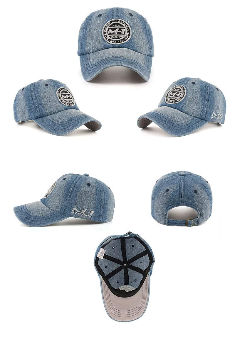 Women Men M1 Denim Baseball Cap Unisex Embroidery Cowboy Hat Fashion Casual Male Female Hip Hop Sunscreen Caps CP0253 (4)