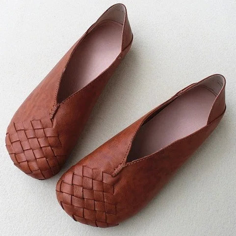 Careaymade/кожаные тонкие туфли ручной работы в стиле ретро Нескользящая женская обувь из воловьей кожи с круглым носком на плоской подошве для отдыха