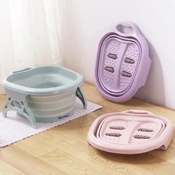 

Portable Folding Travel Foot Wash Basin Feet Spa Bubbling Massage Wheel Bath-Tub Household Foot Barrel Massage Inflatable Bath